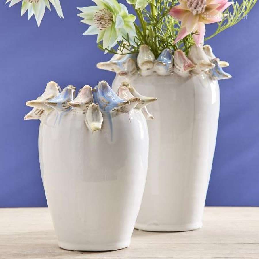 Kermainė rankų darbo vaza su paukšteliais 18 cm