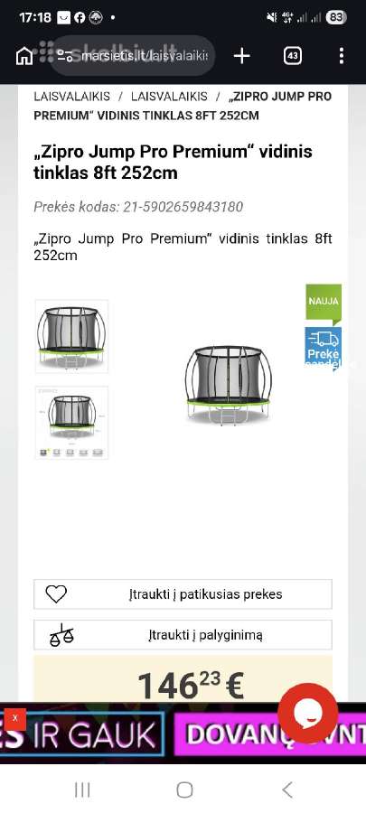 Batutas Zipro Jump Pro Premium 8ft, 252 cm - nuotraukos Nr. 3