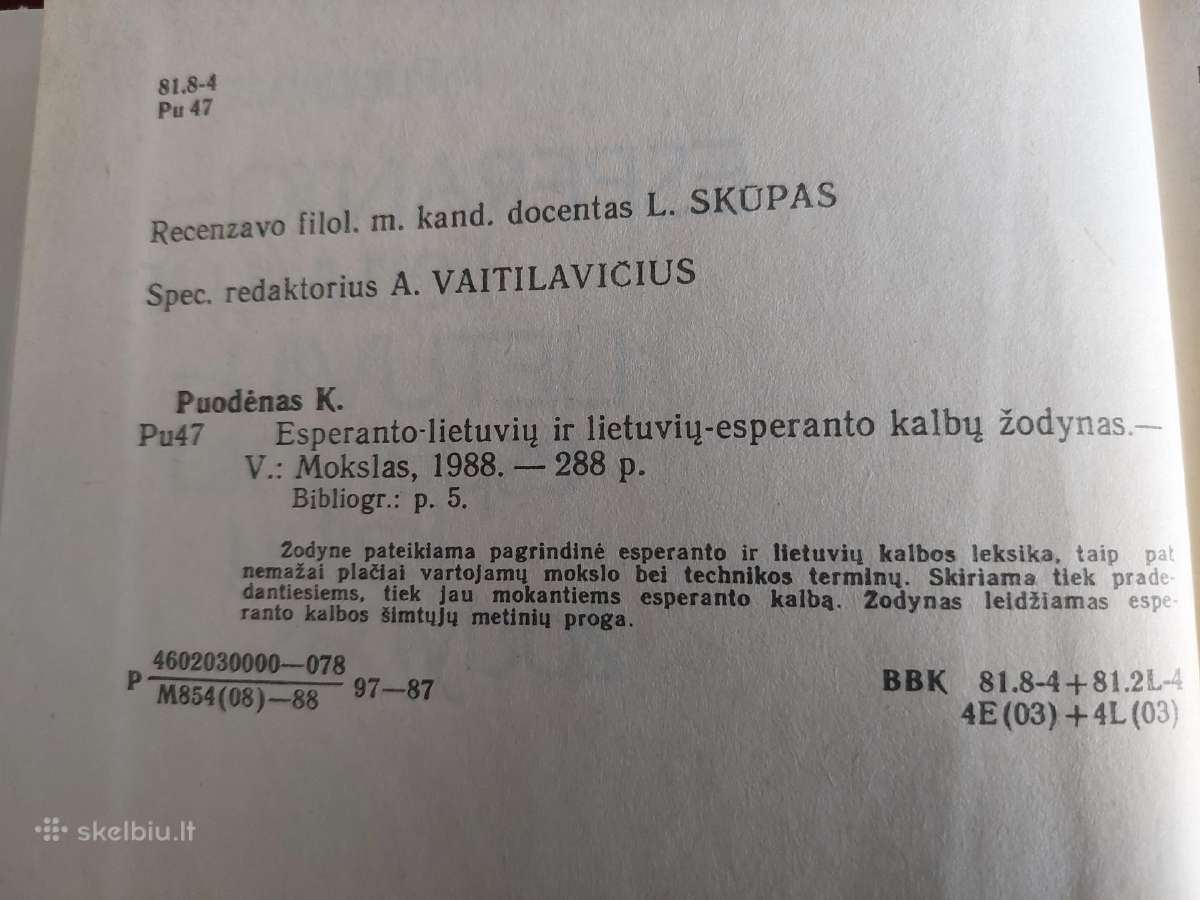 Esperanto-lietuvių ir Lietuvių-esperanto žodynas - nuotraukos Nr. 3