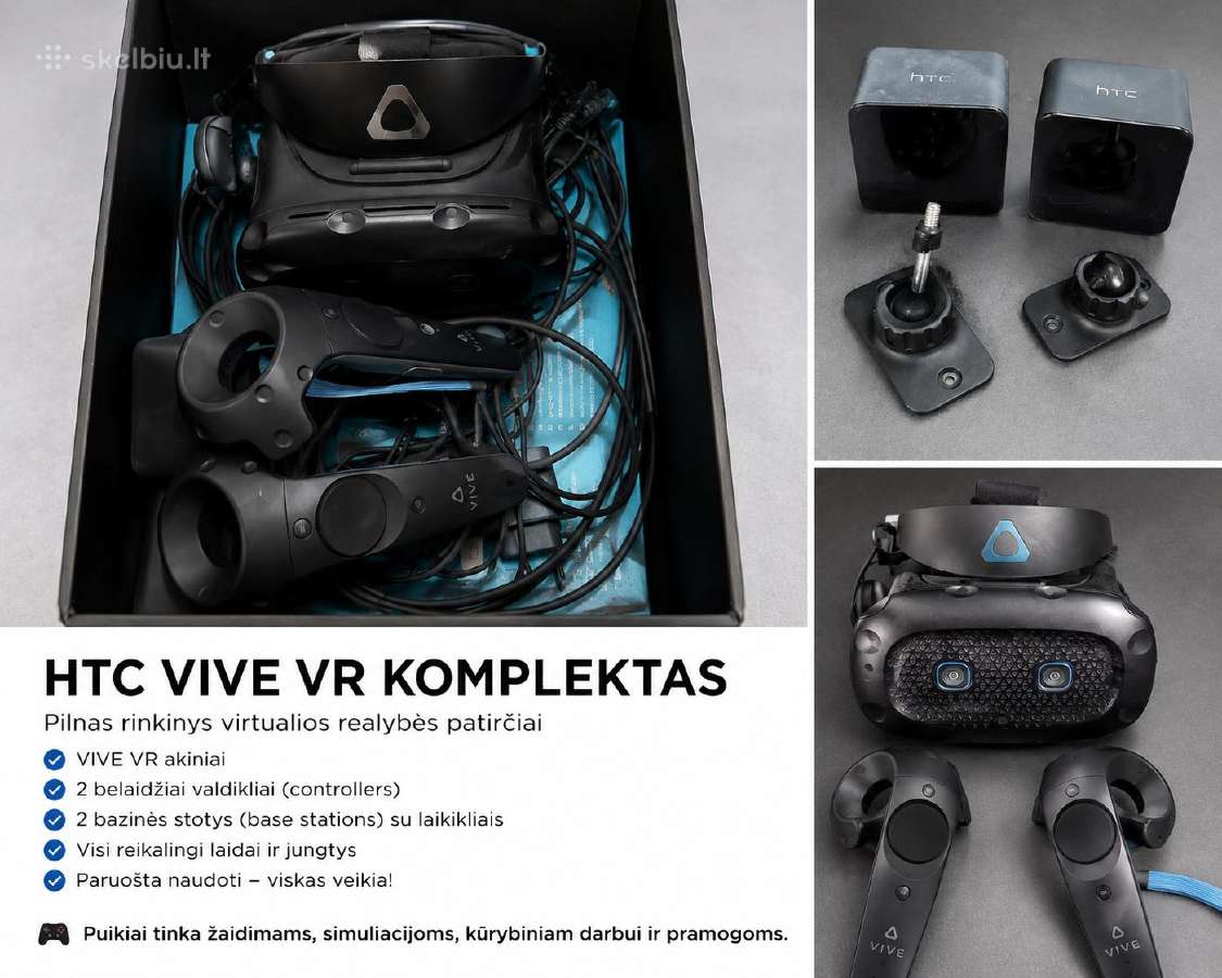 HTC Vive Vr akiniai pilnas komplektas + bazinės st