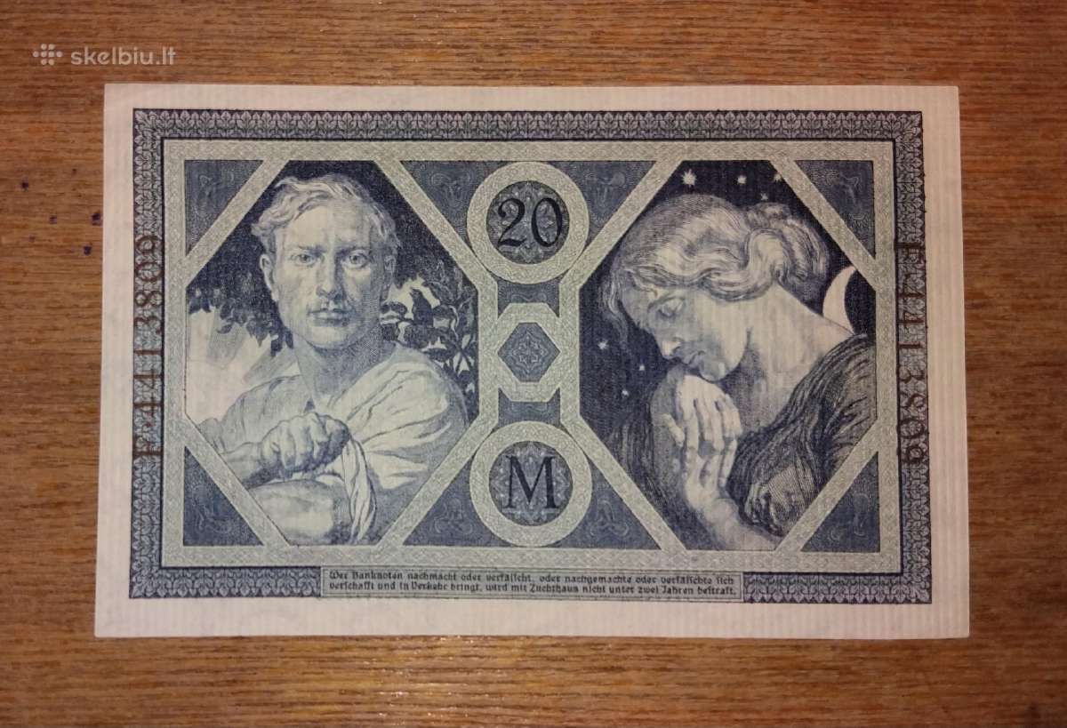 Vokietijos 20 markių banknotas - nuotraukos Nr. 2
