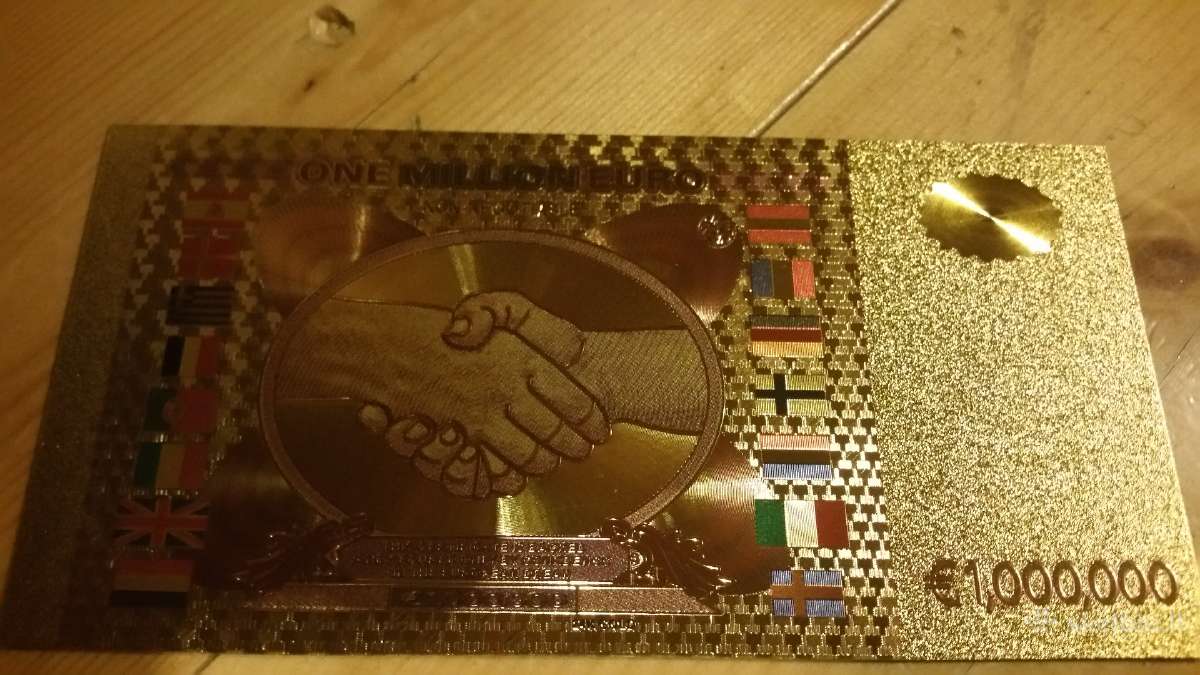 Parduodu auksini banknotą 1000000 euru kaina 10 eu - nuotraukos Nr. 2