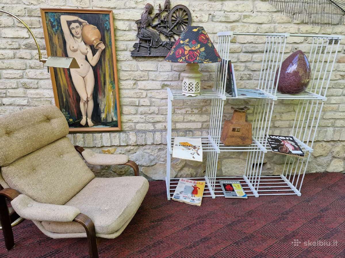 Vintažinė mid century medinė etažerė/lentyna - nuotraukos Nr. 22