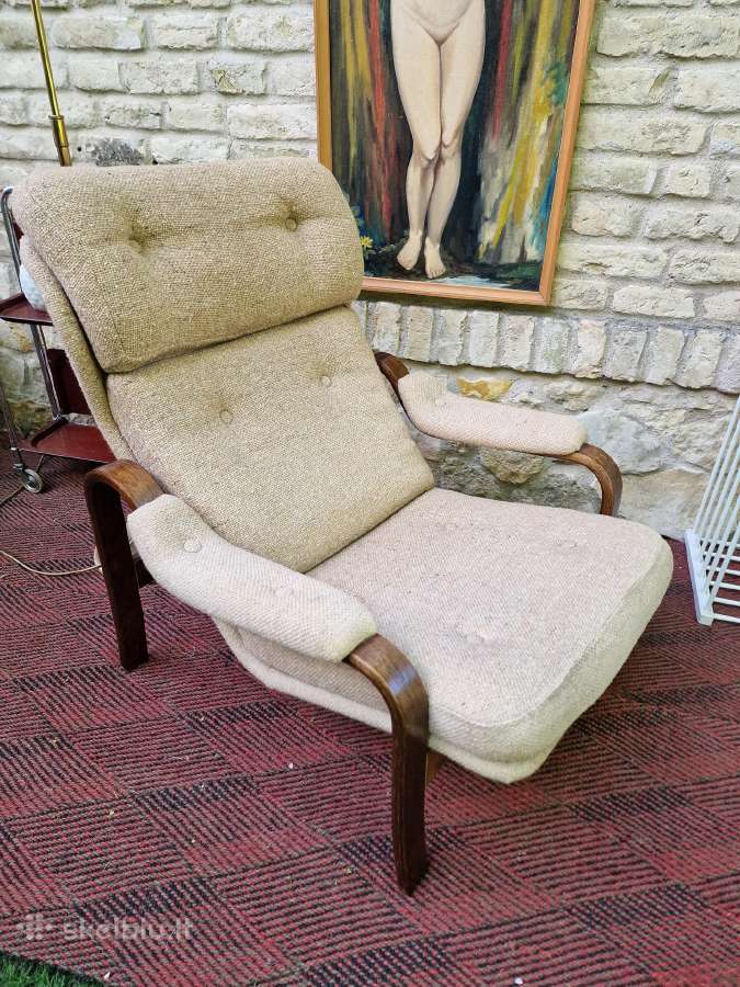 Vintažinis mid century autorinis fotelis/šezlongas