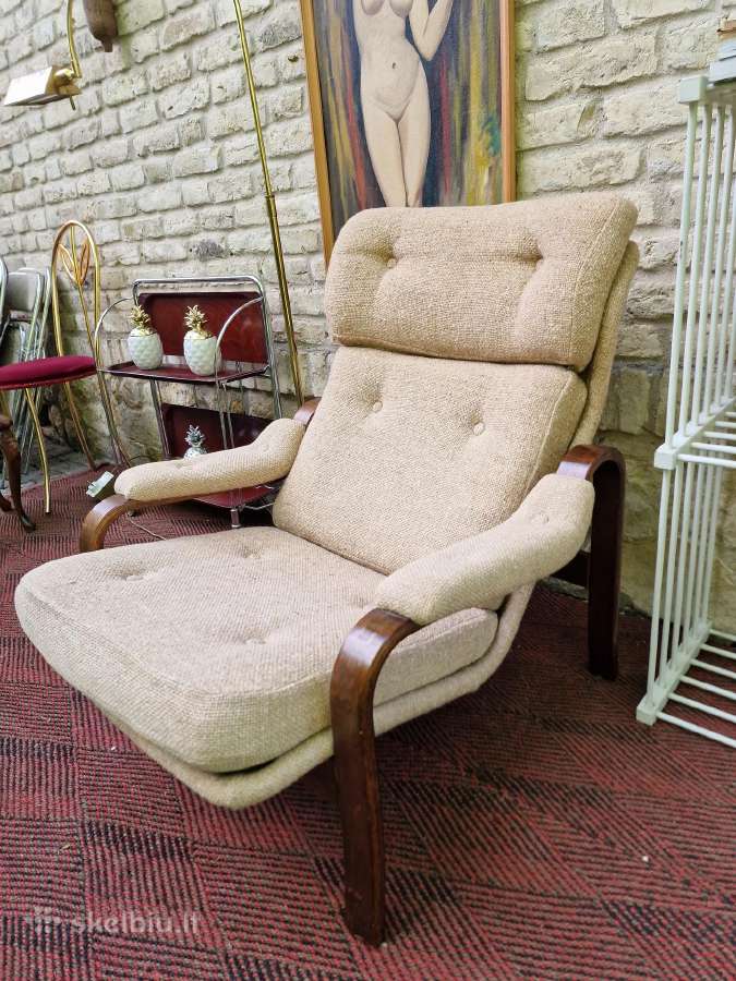 Vintažinis mid century autorinis fotelis/šezlongas - nuotraukos Nr. 2
