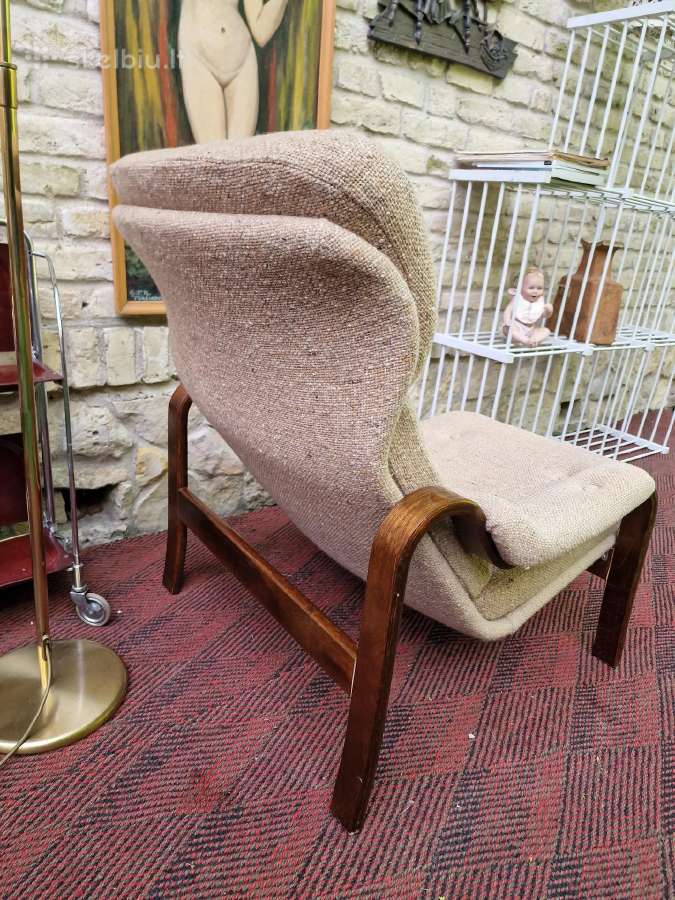 Vintažinis mid century autorinis fotelis/šezlongas - nuotraukos Nr. 3