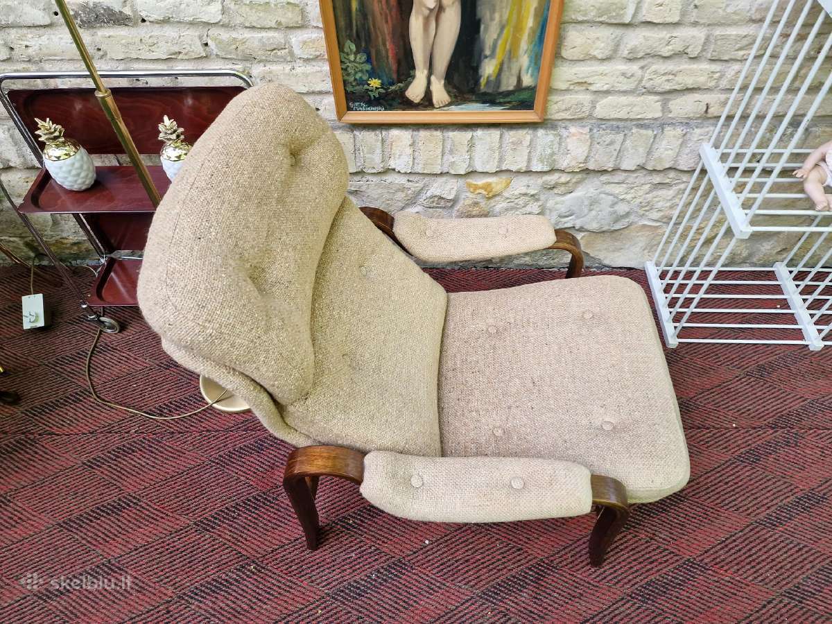Vintažinis mid century autorinis fotelis/šezlongas - nuotraukos Nr. 5
