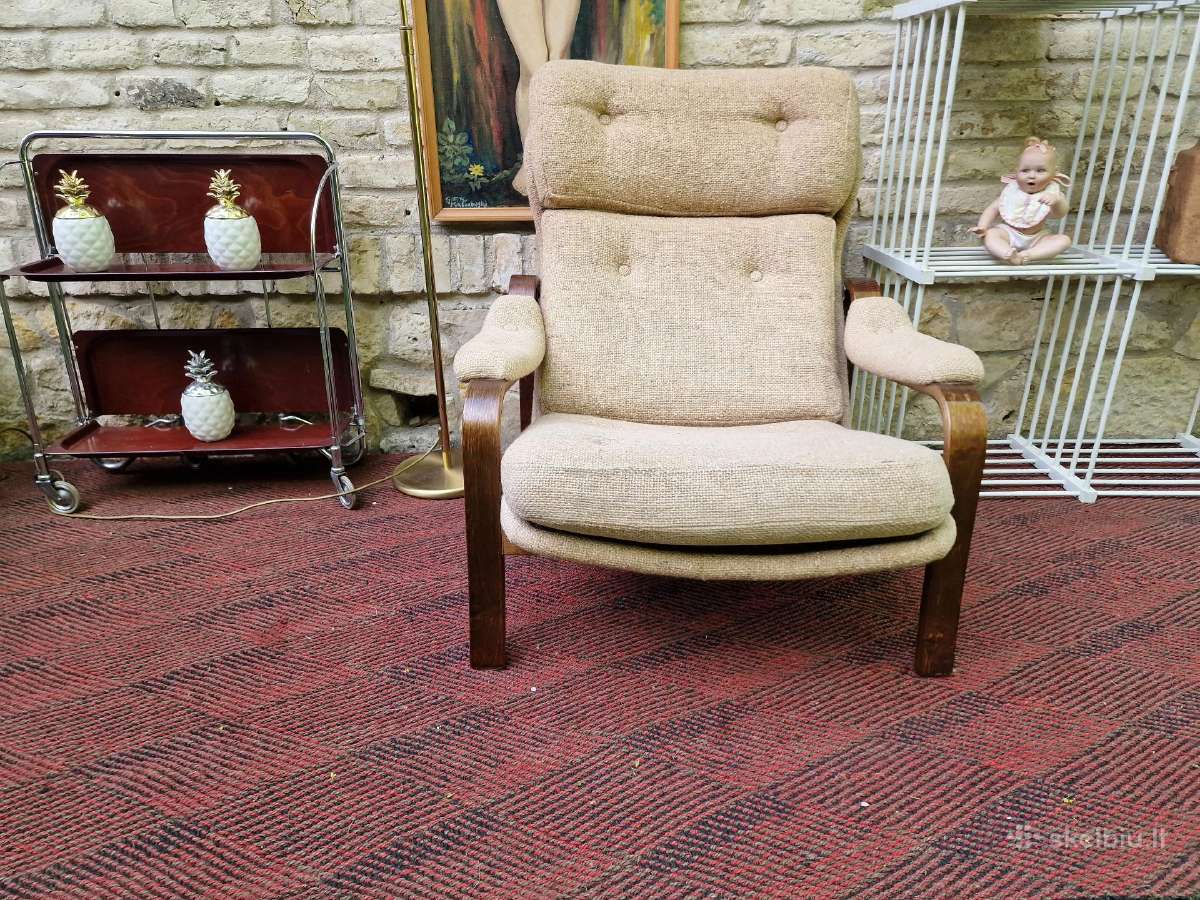 Vintažinis mid century autorinis fotelis/šezlongas - nuotraukos Nr. 6