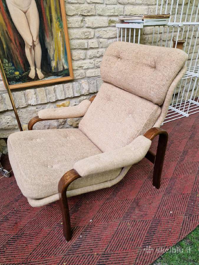 Vintažinis mid century autorinis fotelis/šezlongas - nuotraukos Nr. 8