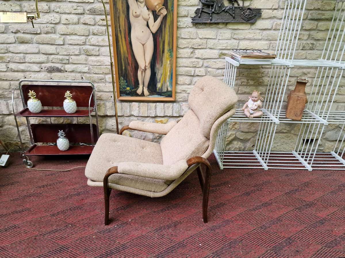 Vintažinis mid century autorinis fotelis/šezlongas - nuotraukos Nr. 11