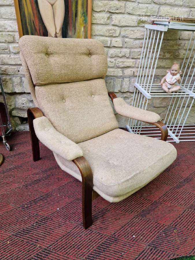 Vintažinis mid century autorinis fotelis/šezlongas - nuotraukos Nr. 14