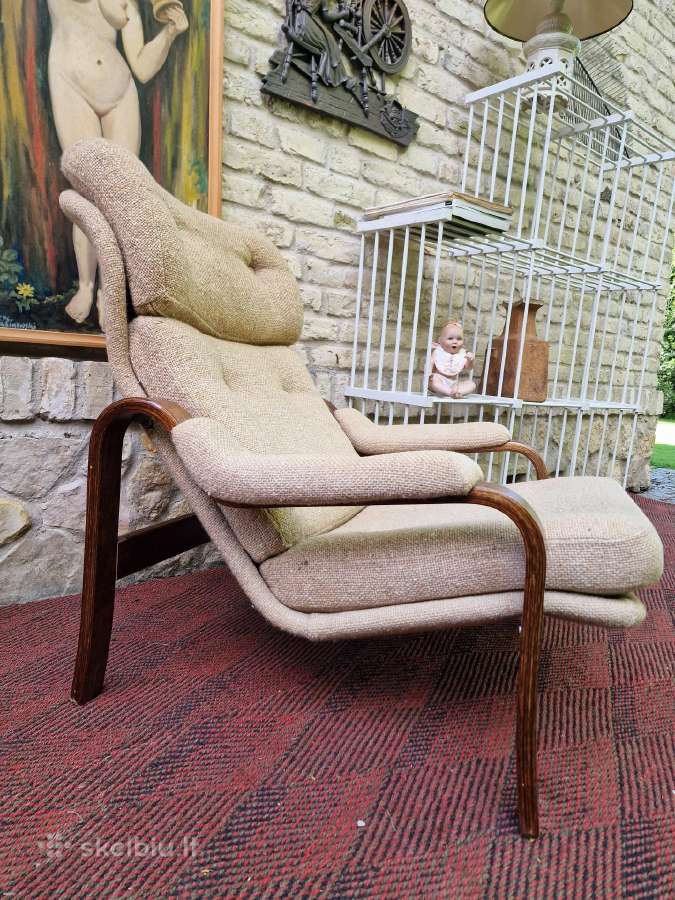 Vintažinis mid century autorinis fotelis/šezlongas - nuotraukos Nr. 16