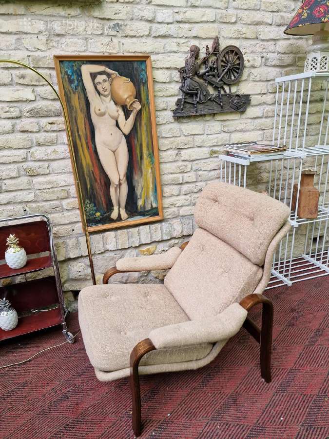 Vintažinis mid century autorinis fotelis/šezlongas - nuotraukos Nr. 17