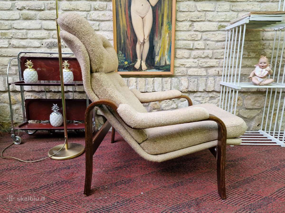 Vintažinis mid century autorinis fotelis/šezlongas - nuotraukos Nr. 18