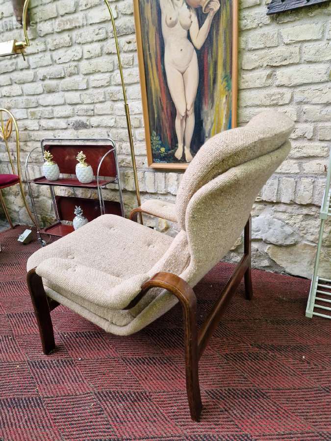 Vintažinis mid century autorinis fotelis/šezlongas - nuotraukos Nr. 19
