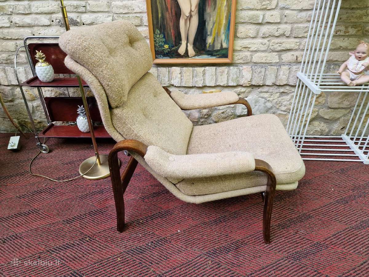 Vintažinis mid century autorinis fotelis/šezlongas - nuotraukos Nr. 20