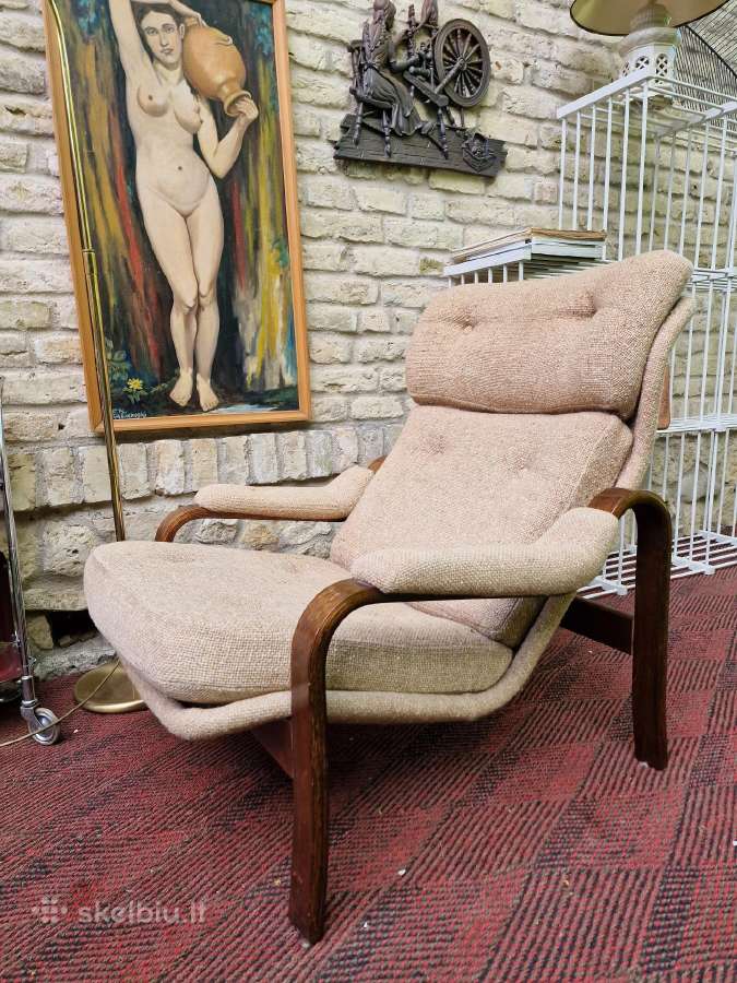 Vintažinis mid century autorinis fotelis/šezlongas - nuotraukos Nr. 21