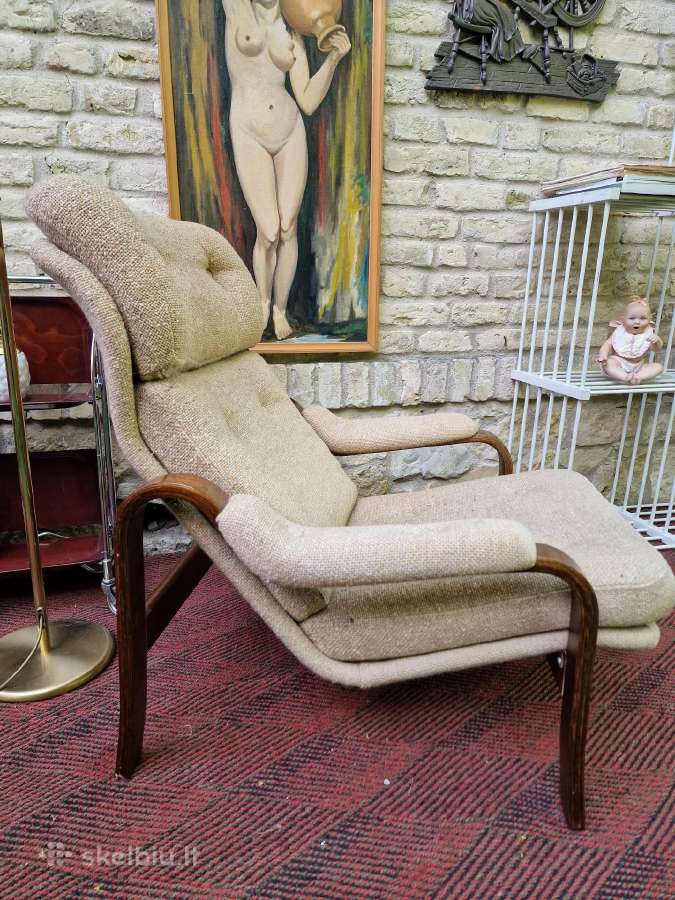 Vintažinis mid century autorinis fotelis/šezlongas - nuotraukos Nr. 22