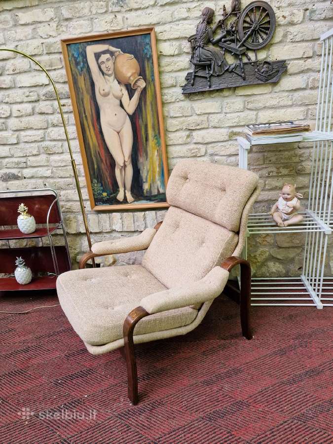 Vintažinis mid century autorinis fotelis/šezlongas - nuotraukos Nr. 26