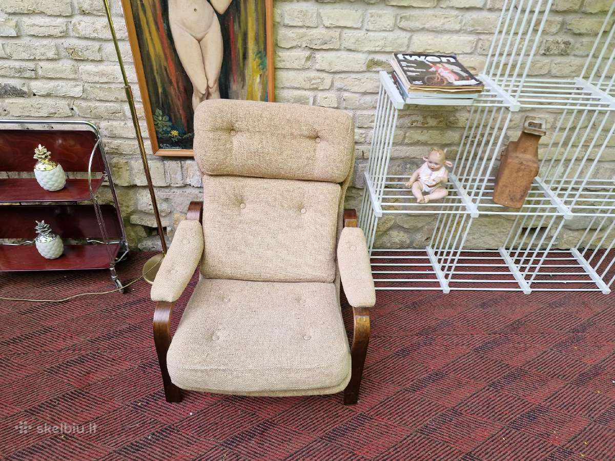 Vintažinis mid century autorinis fotelis/šezlongas - nuotraukos Nr. 28