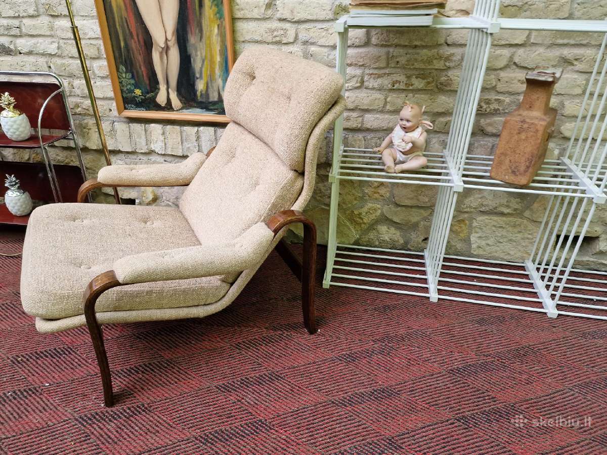 Vintažinis mid century autorinis fotelis/šezlongas - nuotraukos Nr. 29
