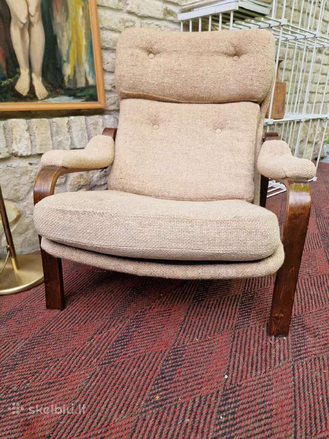 Vintažinis mid century autorinis fotelis/šezlongas - nuotraukos Nr. 30