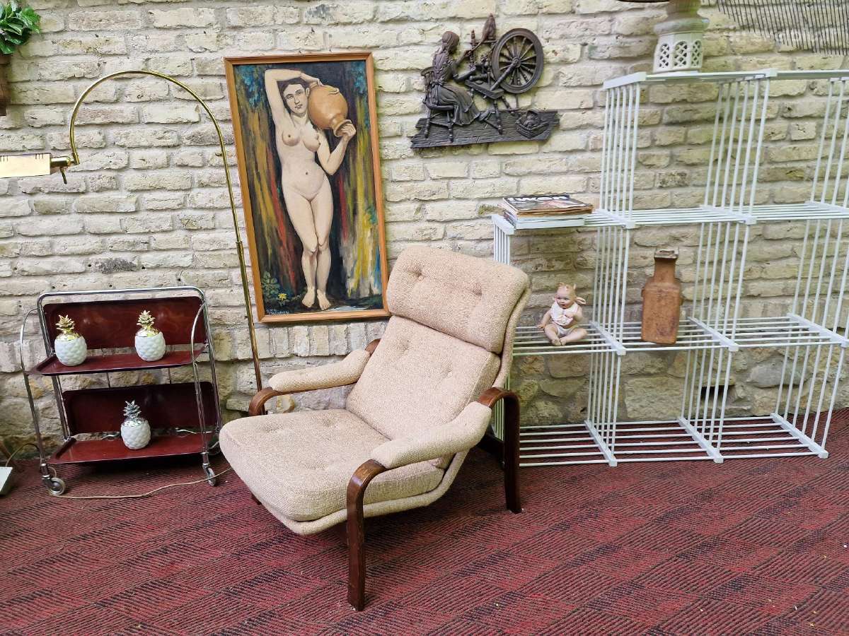 Vintažinis mid century autorinis fotelis/šezlongas - nuotraukos Nr. 31