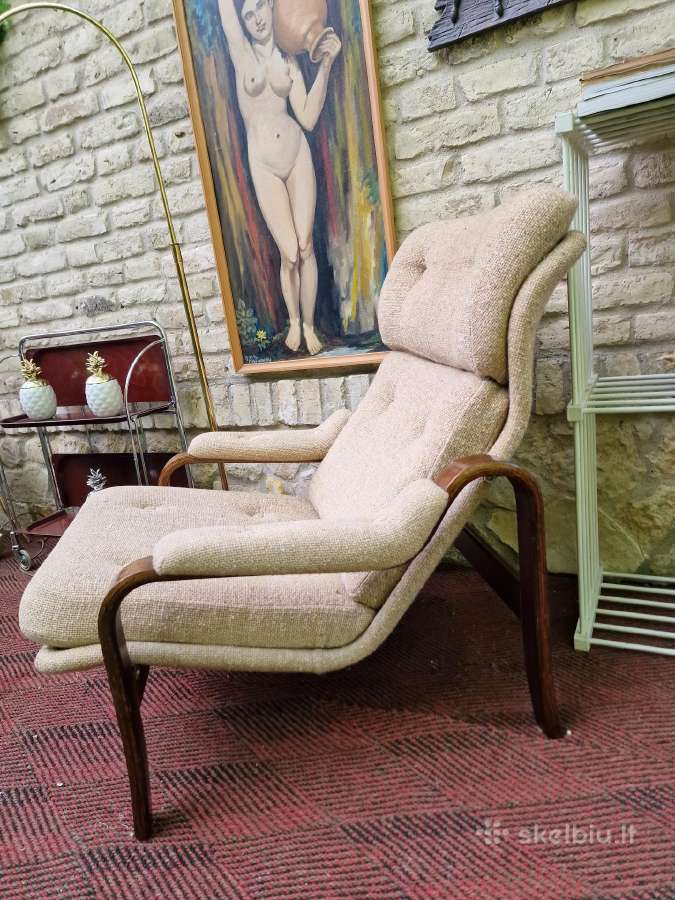 Vintažinis mid century autorinis fotelis/šezlongas - nuotraukos Nr. 32