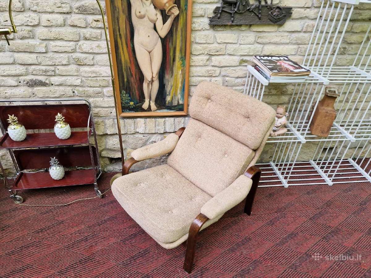 Vintažinis mid century autorinis fotelis/šezlongas - nuotraukos Nr. 33