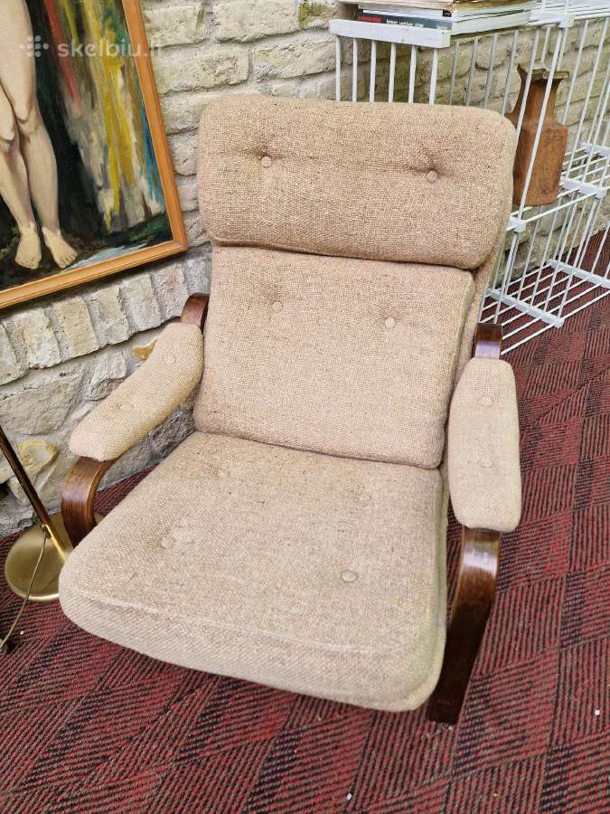 Vintažinis mid century autorinis fotelis/šezlongas - nuotraukos Nr. 34