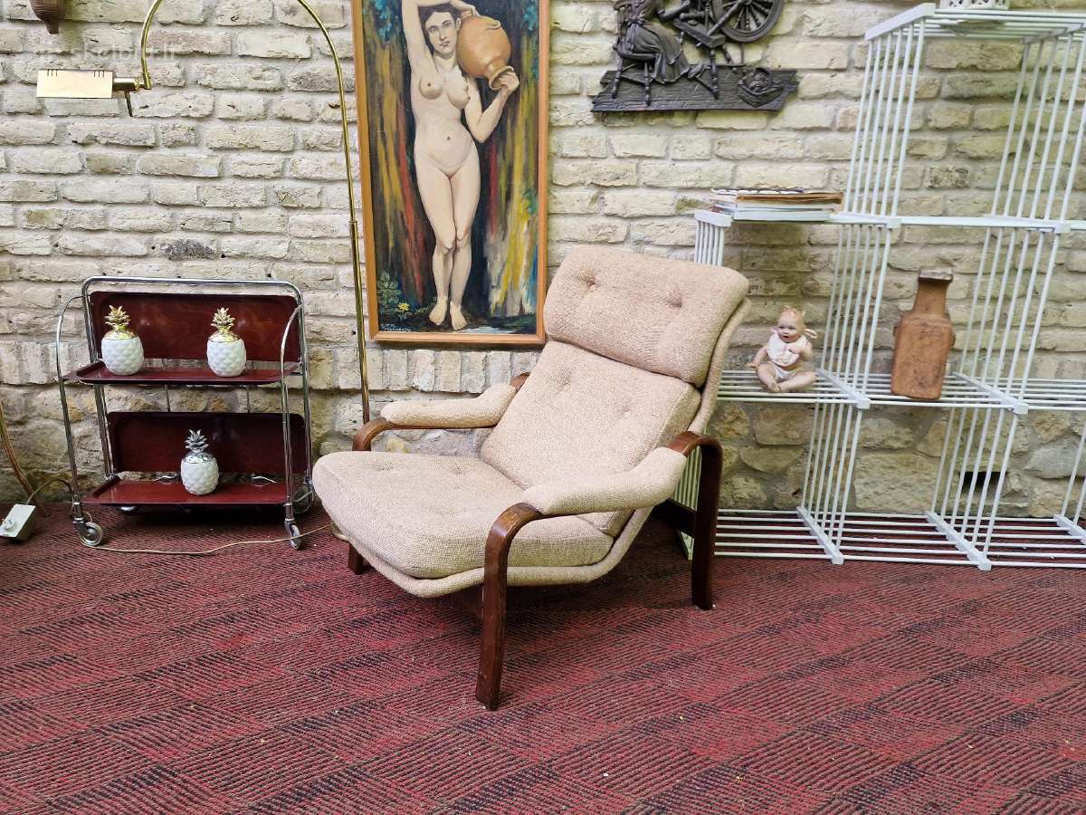 Vintažinis mid century autorinis fotelis/šezlongas - nuotraukos Nr. 35