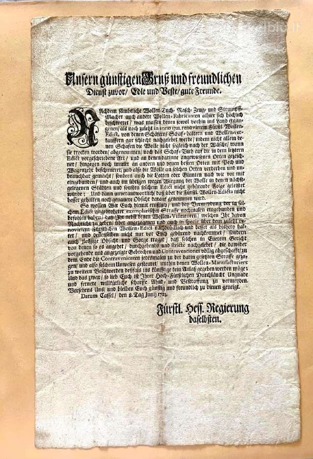 1723 pradinio laikotarpio istorinis dokumen