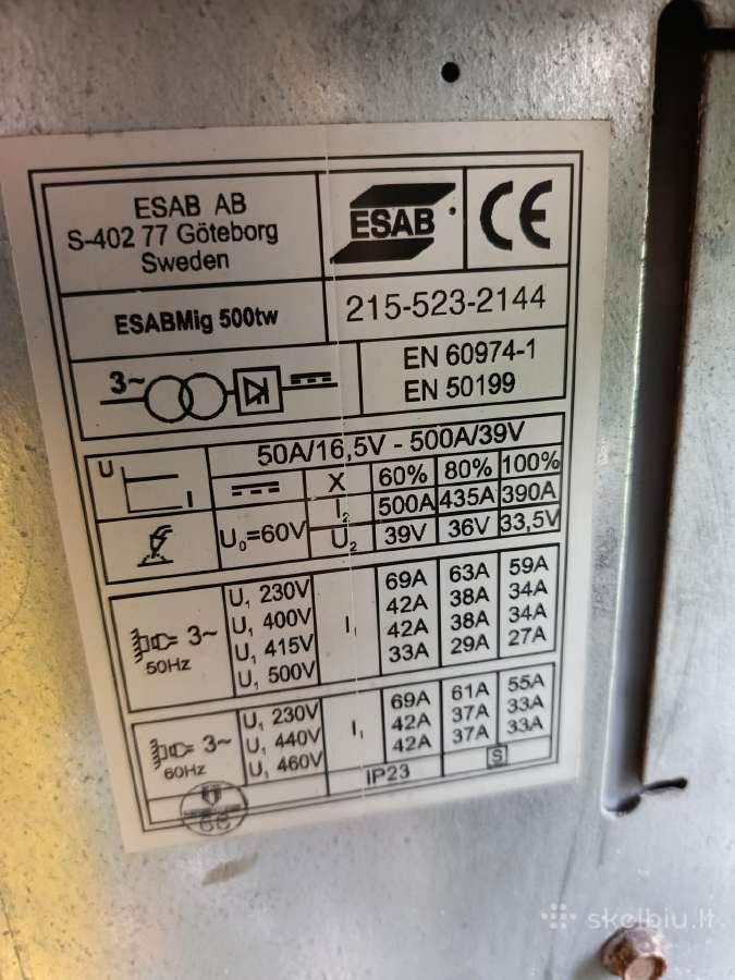 Suvirinimo aparatas Esab mig 500tw - nuotraukos Nr. 11