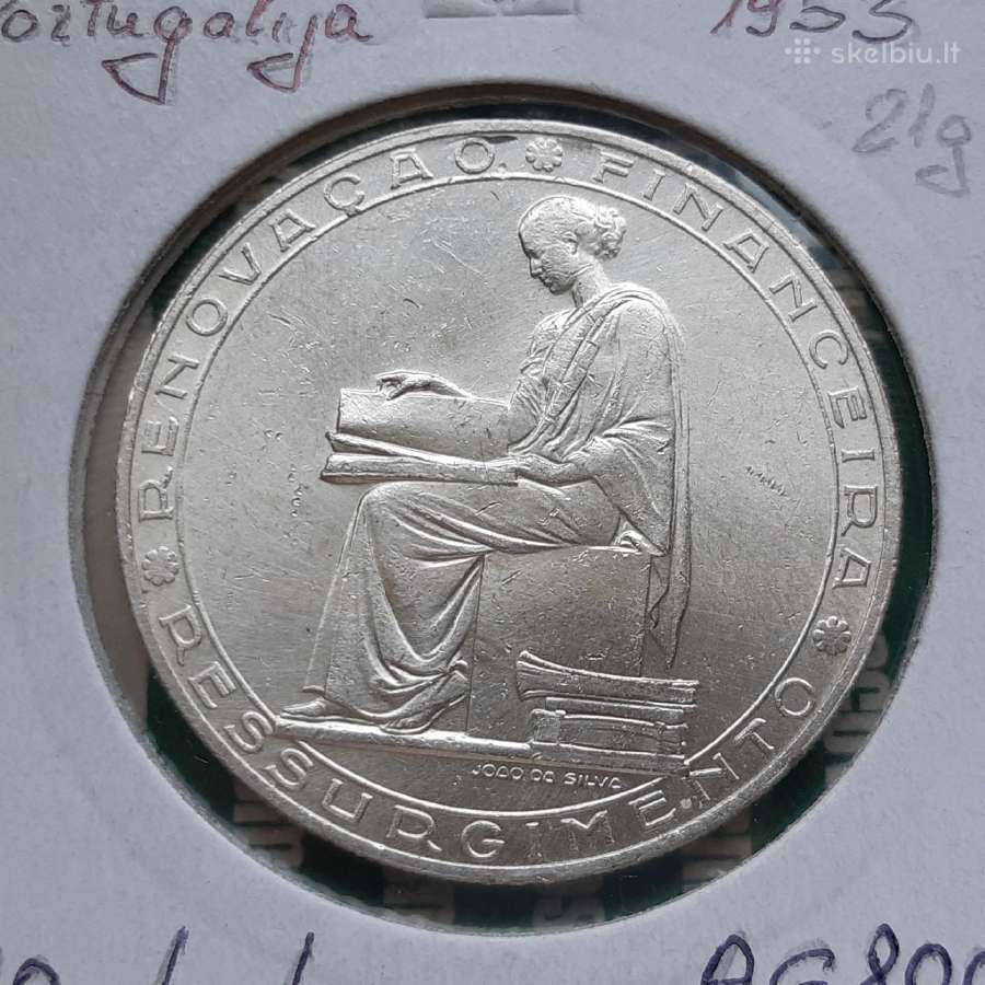 Portugalija 20 ekudų sidabras 1953
