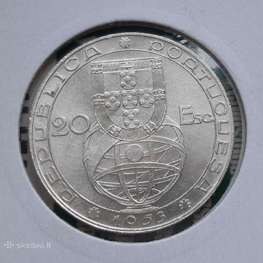 Portugalija 20 ekudų sidabras 1953 - nuotraukos Nr. 2