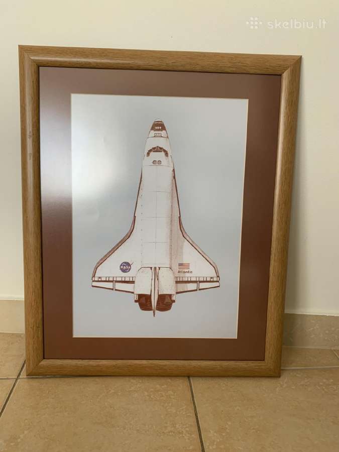 Įrėmintas plakatas Atlantis, raketa Nasa, 45x56cm