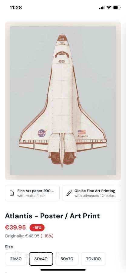Įrėmintas plakatas Atlantis, raketa Nasa, 45x56cm - nuotraukos Nr. 6