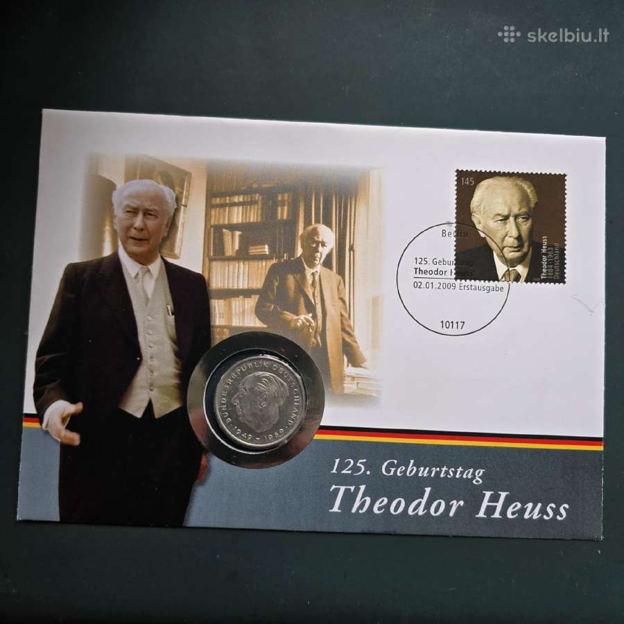 Vokietija 1974f 2 Mark Theodor Heus voke Unc