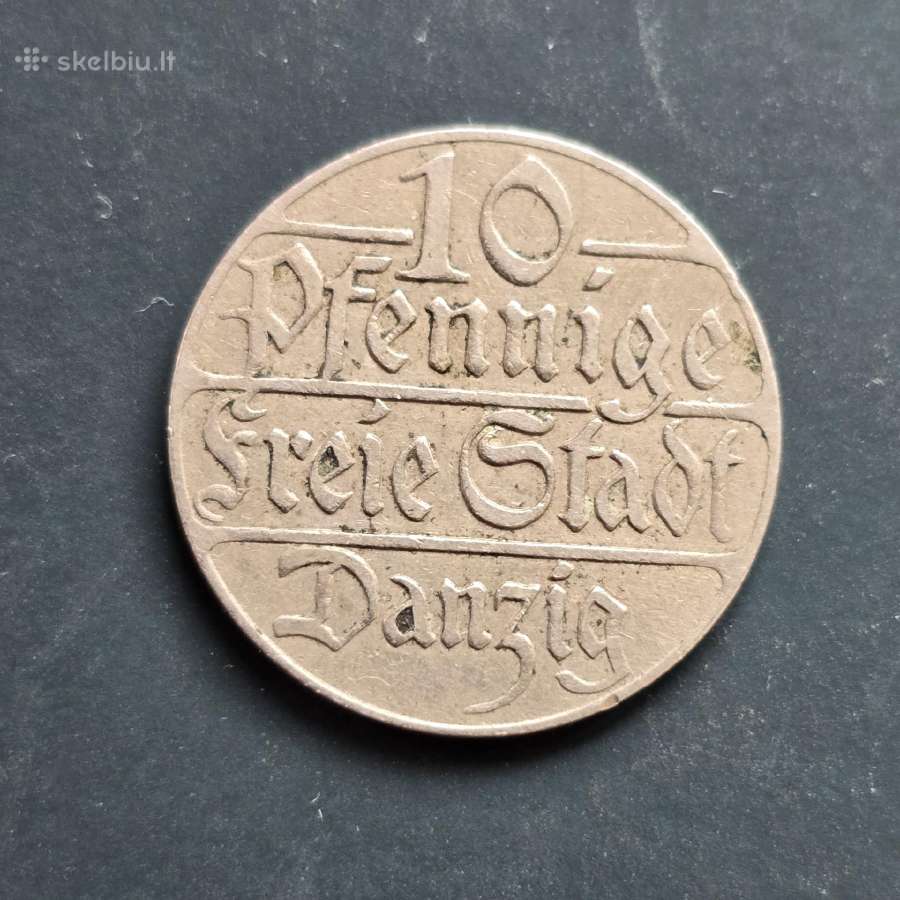 Lenkija Dancing Gdanskas 1923 10 pfenninge