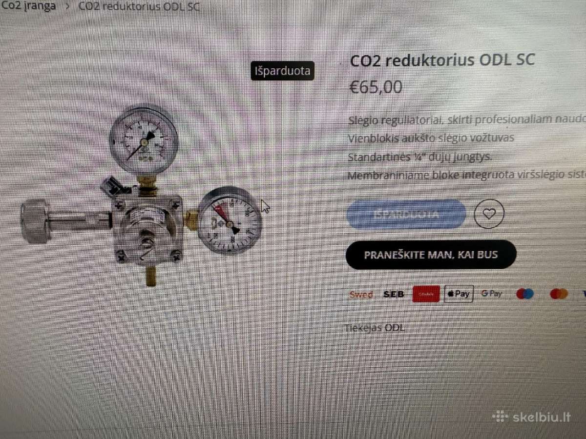 Alaus Co2 reduktorius (nenaudotas) - nuotraukos Nr. 3