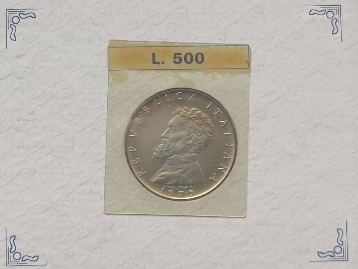 500 lirų 1975m. Italija sidabras 835 unc. - nuotraukos Nr. 3