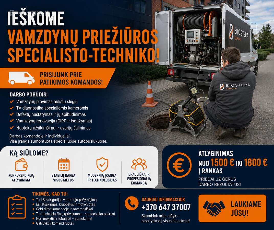 Vamzdynu priežiūros specialistas - technikas