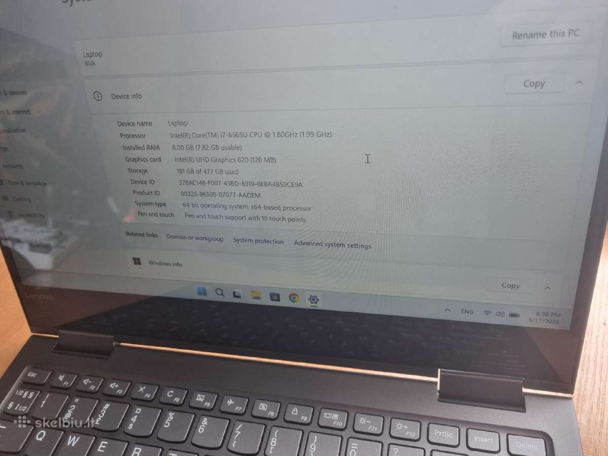 Lenovo yoga i7-8565u - nuotraukos Nr. 5