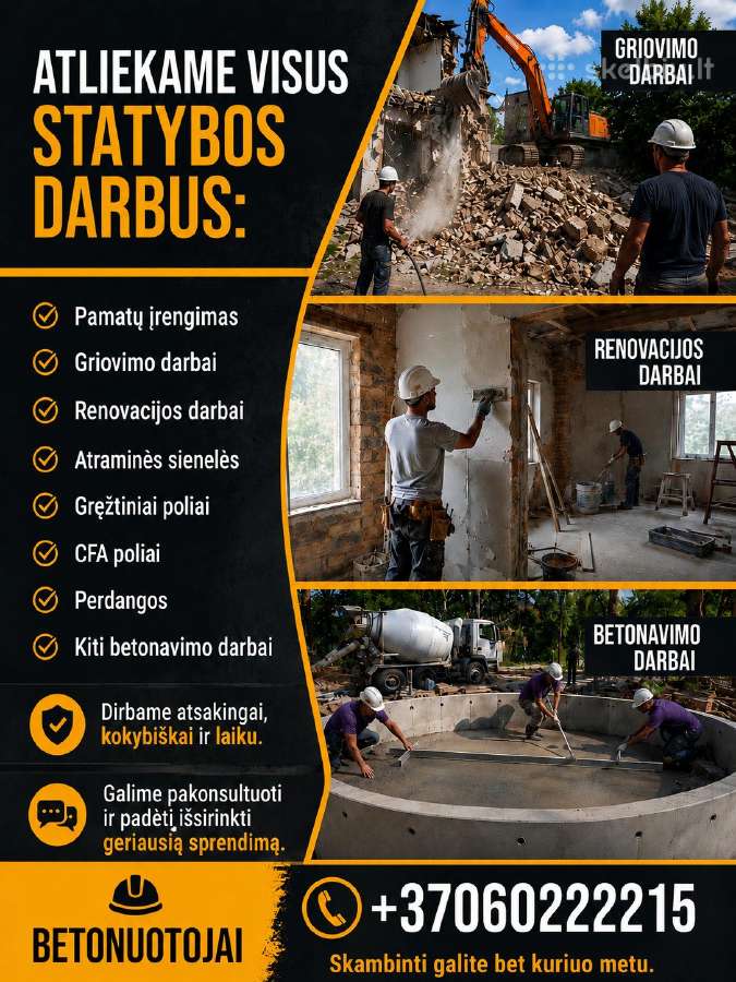 Betonavimo , renovacijos , griovimo darbai