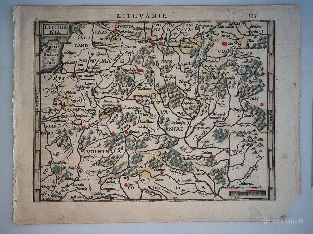 1608 m. Mercator / Hondius Lietuvos LDK žemėlapis
