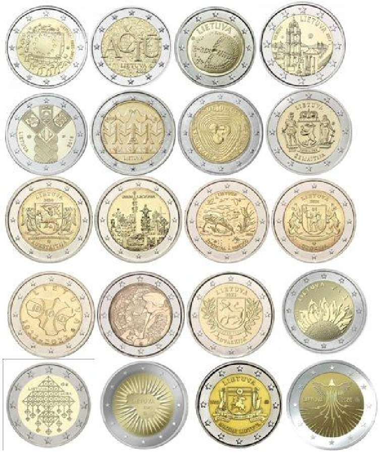 Lietuvos proginės 2 eurų monetos (Unc) Atnaujintas