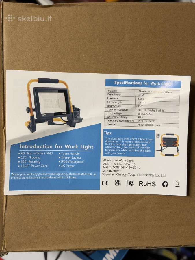 50w LED Darbinis Prožektorius / Work Light Ip6