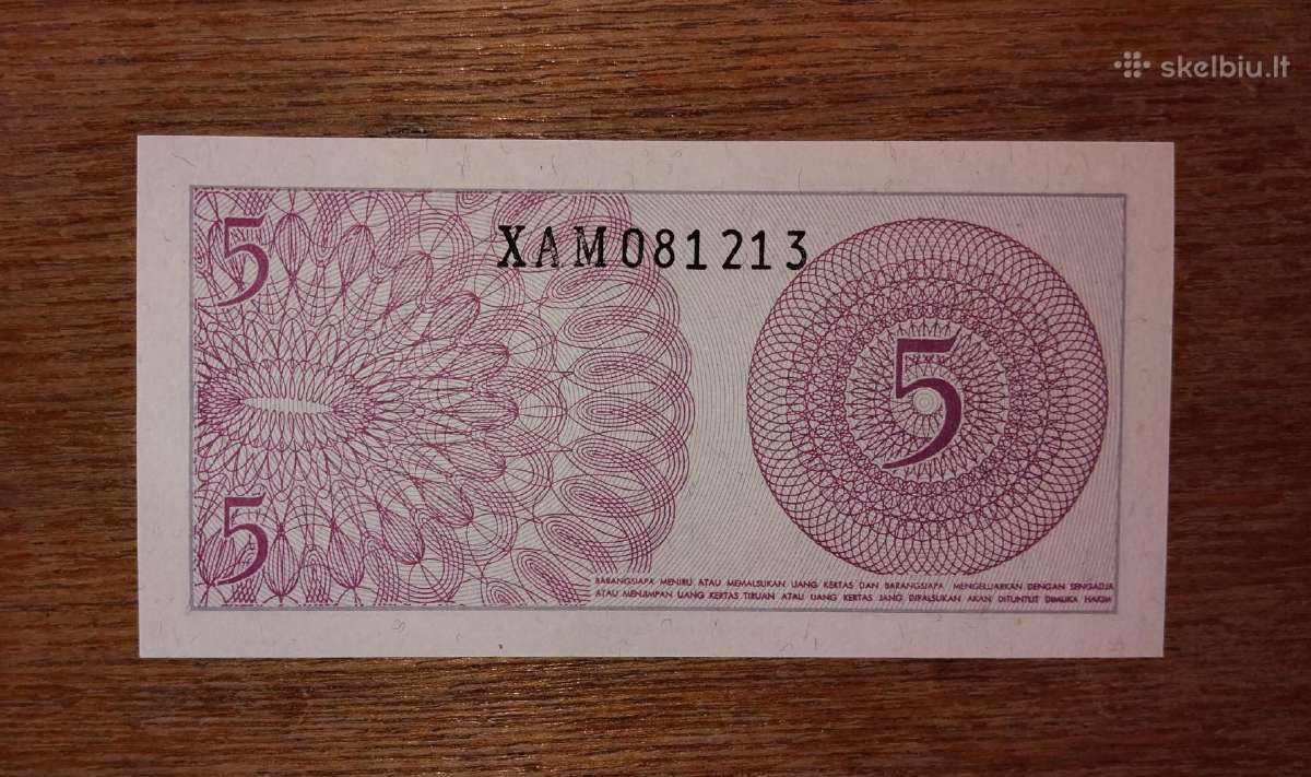 Indonezijos 5 sen banknotas - nuotraukos Nr. 2