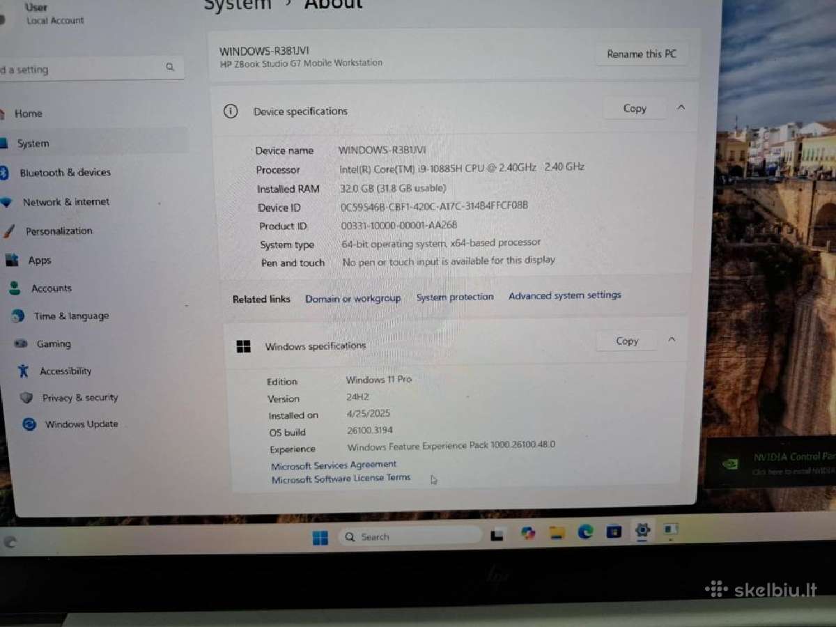 Hp Zbook G7 i9-10885h 32/1tb - nuotraukos Nr. 10