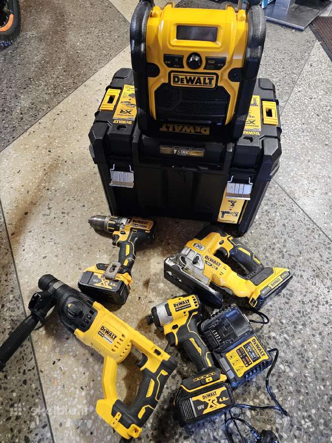 Dewalt 18v 5 irankiu komplektas su 3x baterijomis
